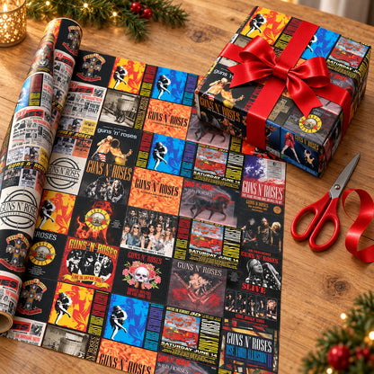 Guns N' Roses Album Covers Wrapping Paper Roll - Classic Hard Rock Band Gift Wrap for Birthdays & Holidays