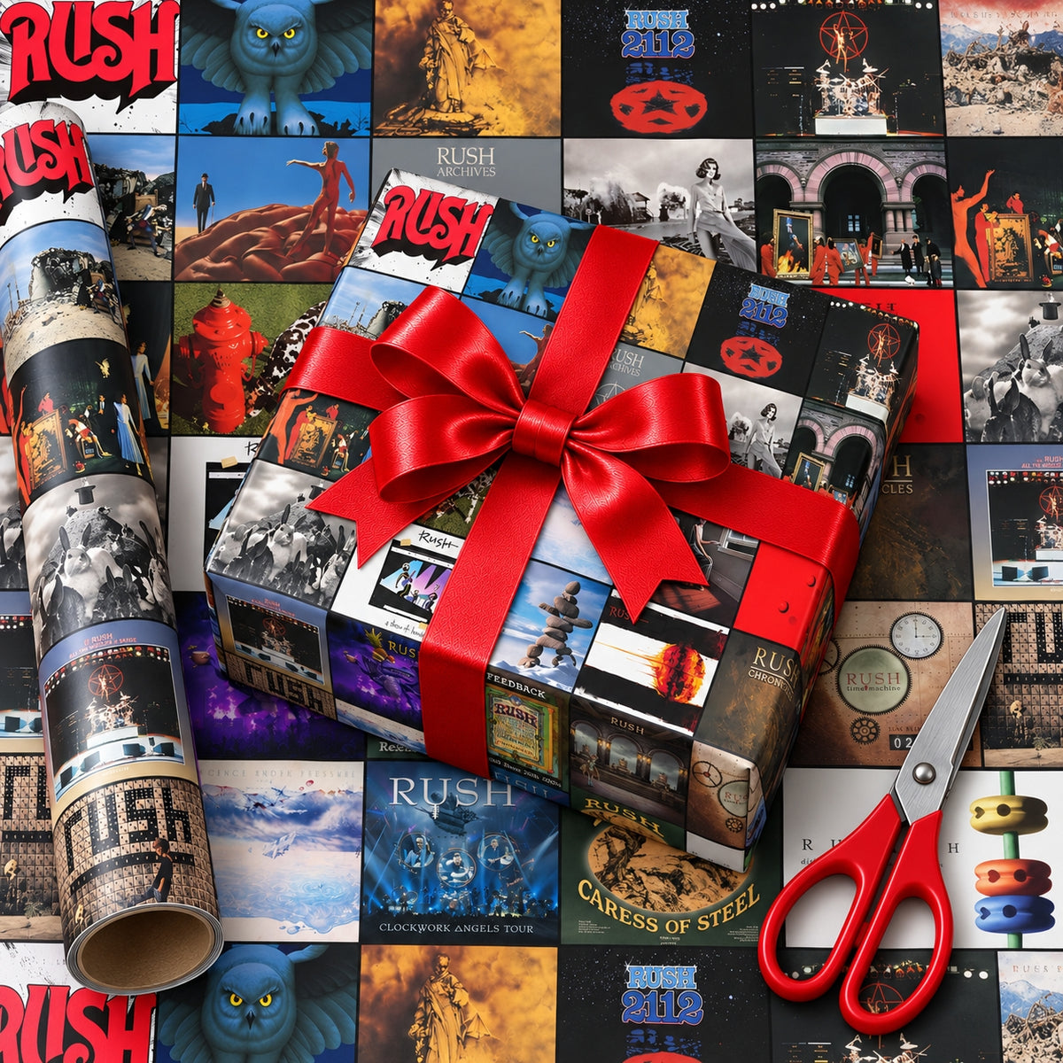 Rush Band Album Covers Wrapping Paper Roll - Progressive Rock Discography Gift Wrap for Holidays & Birthdays