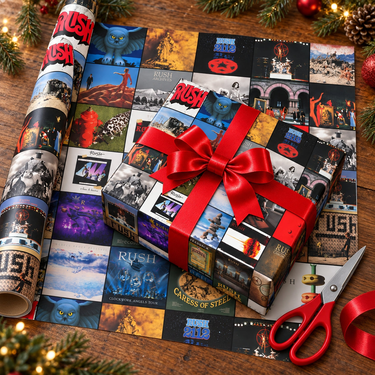 Rush Band Album Covers Wrapping Paper Roll - Progressive Rock Discography Gift Wrap for Holidays & Birthdays