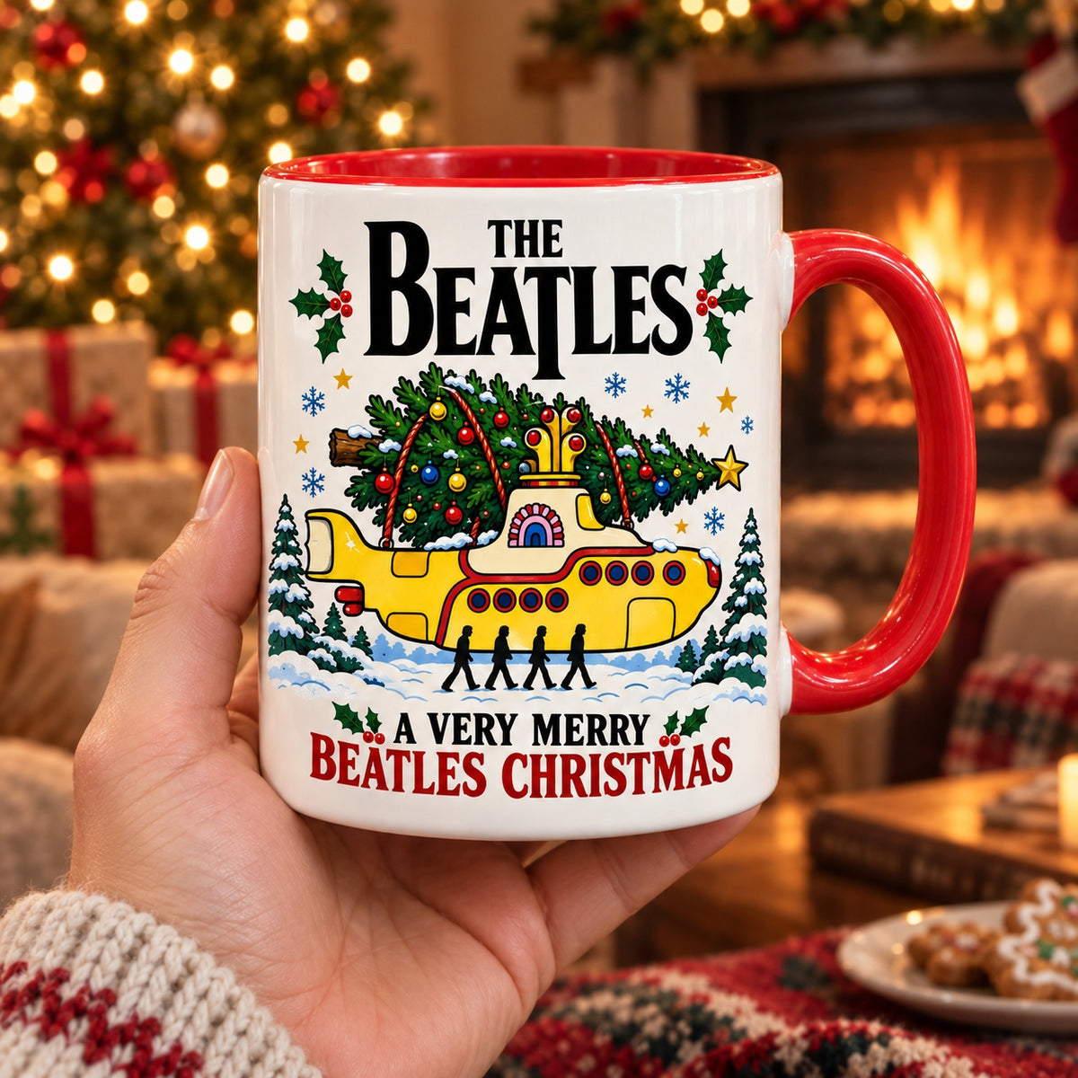The Beatles Christmas Coffee Mug – Yellow Submarine & Abbey Road Ceramic Cup Fan Gift