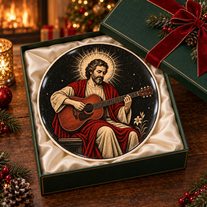 St. Joseph Playing Guitar Decorative Plate, Joseph Playing Acoustic Guitar Collector Plate – Christian Keepsake Gift