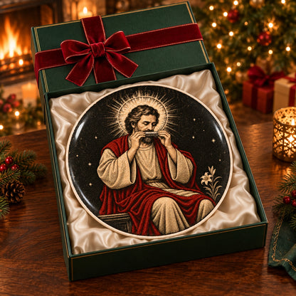 St. Joseph Playing Harmonica Decorative Plate, Religious  Harmonica Ceramic Plate – Christian Keepsake