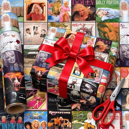 Dolly Parton Album Covers Wrapping Paper Roll - Vintage Country Music Gift Wrap