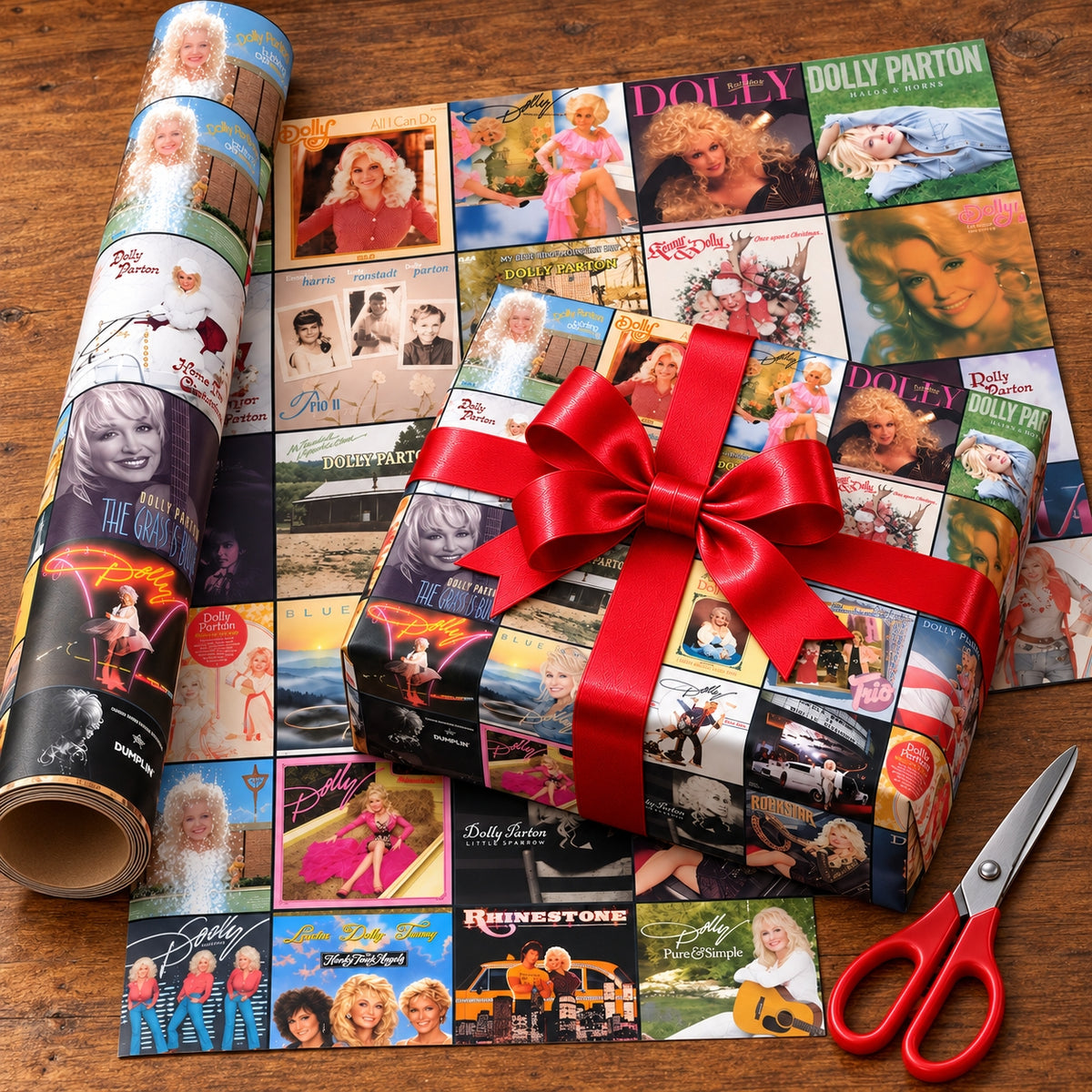 Dolly Parton Album Covers Wrapping Paper Roll - Vintage Country Music Gift Wrap