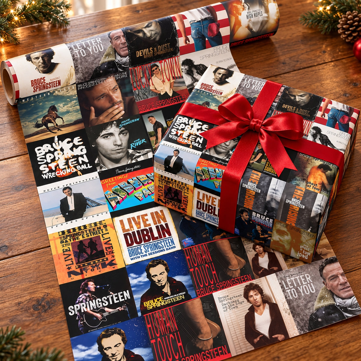 Bruce Springsteen Album Covers Wrapping Paper - Classic Rock Music Gift Wrap