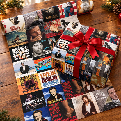 Bruce Springsteen Album Covers Wrapping Paper - Classic Rock Music Gift Wrap