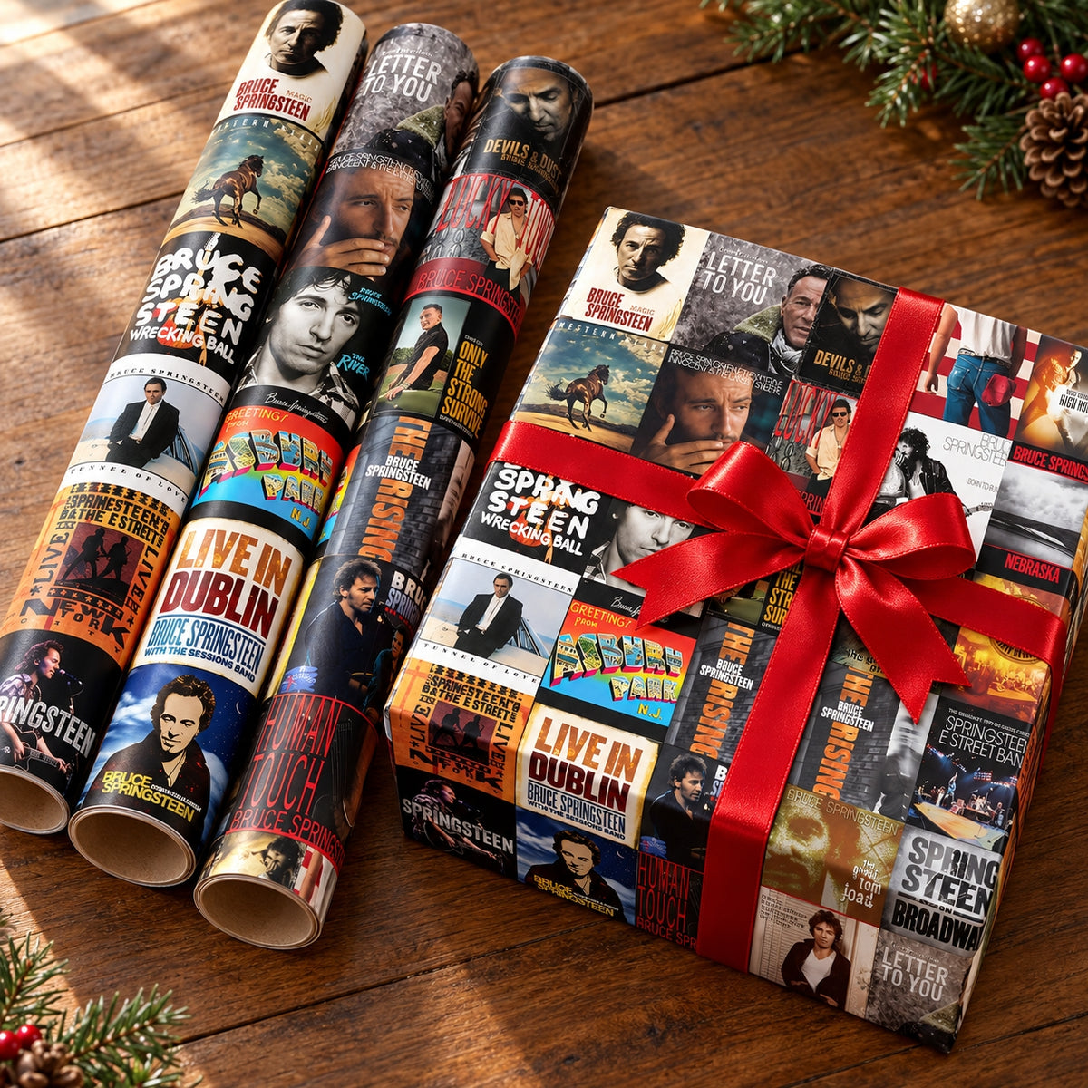 Bruce Springsteen Album Covers Wrapping Paper - Classic Rock Music Gift Wrap