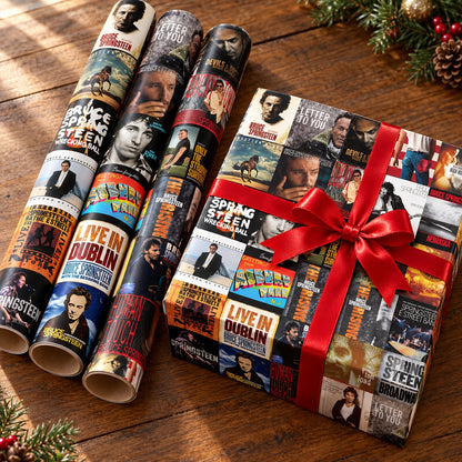 Bruce Springsteen Album Covers Wrapping Paper - Classic Rock Music Gift Wrap