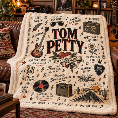 Tom Petty And The Heartbreakers Sherpa Blanket, Free Fallin' Wildflowers Rock Throw