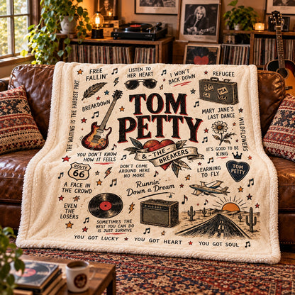 Tom Petty And The Heartbreakers Sherpa Blanket, Free Fallin' Wildflowers Rock Throw