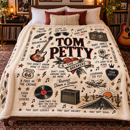 Tom Petty And The Heartbreakers Sherpa Blanket, Free Fallin' Wildflowers Rock Throw