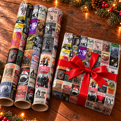 Vintage Rock Concert Posters Wrapping Paper - Classic Punk & Rock Gig Poster Gift Wrap
