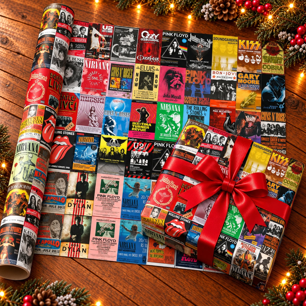 Vintage Rock & Pop Concert Posters Wrapping Paper - Retro Gig Flyer Music Gift Wrap