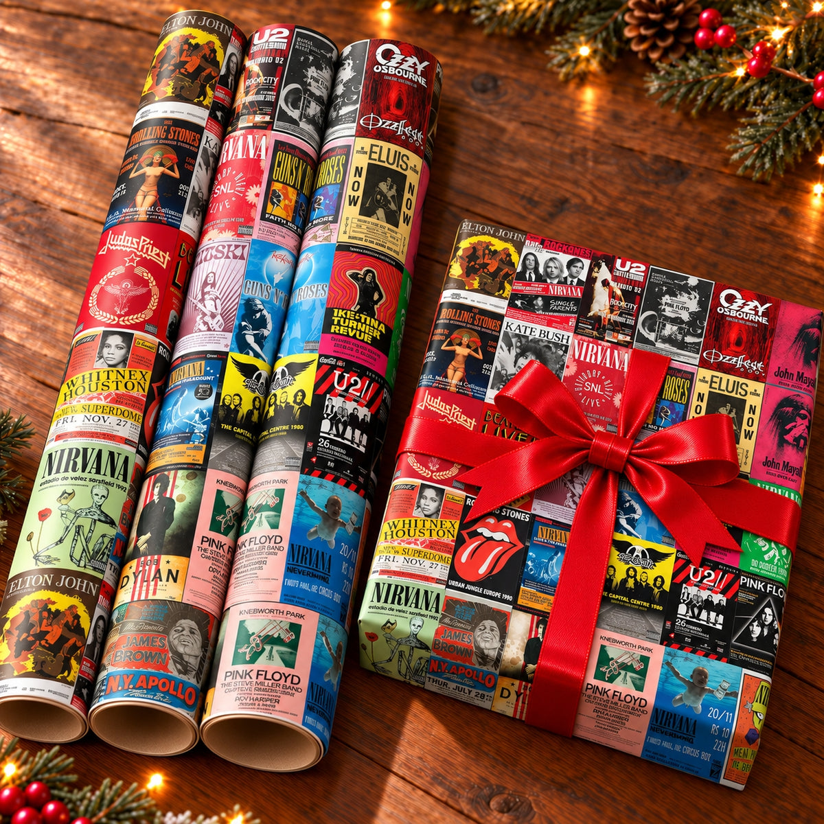 Vintage Rock & Pop Concert Posters Wrapping Paper - Retro Gig Flyer Music Gift Wrap