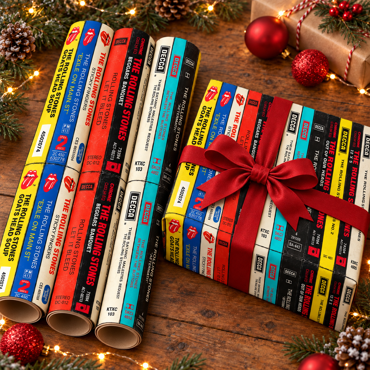 The Rolling Stones Cassette Spines Wrapping Paper - Vintage Audio Tape Rock Band Gift Wrap