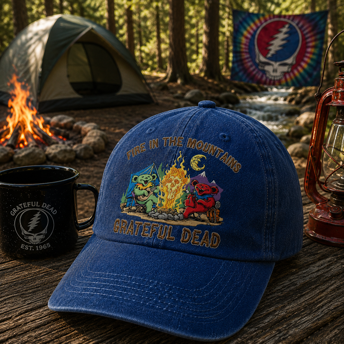 Grateful Dead Accent Mug – Fire In The Mountains Camping Bears Coffee Mug Gift