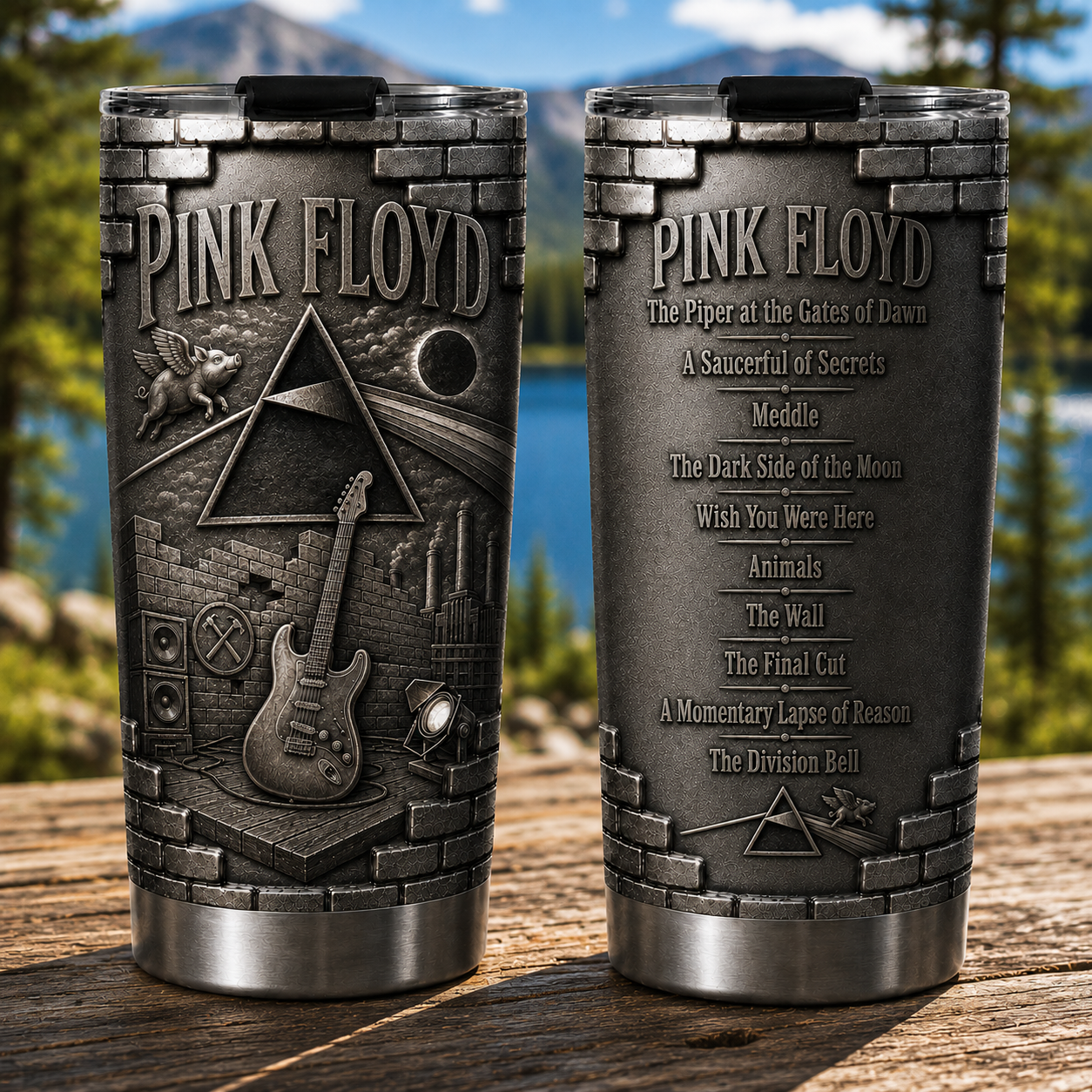 Pink Floyd Dark Side of the Moon Insulated Tumbler - 3D Embossed Prism Travel Cup
