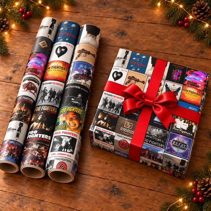 Foo Fighters Album Cover Wrapping Paper Roll – Alternative Rock Music Gift Wrap, Album Collage Christmas Wrapping Paper for Foo Fighters Fans