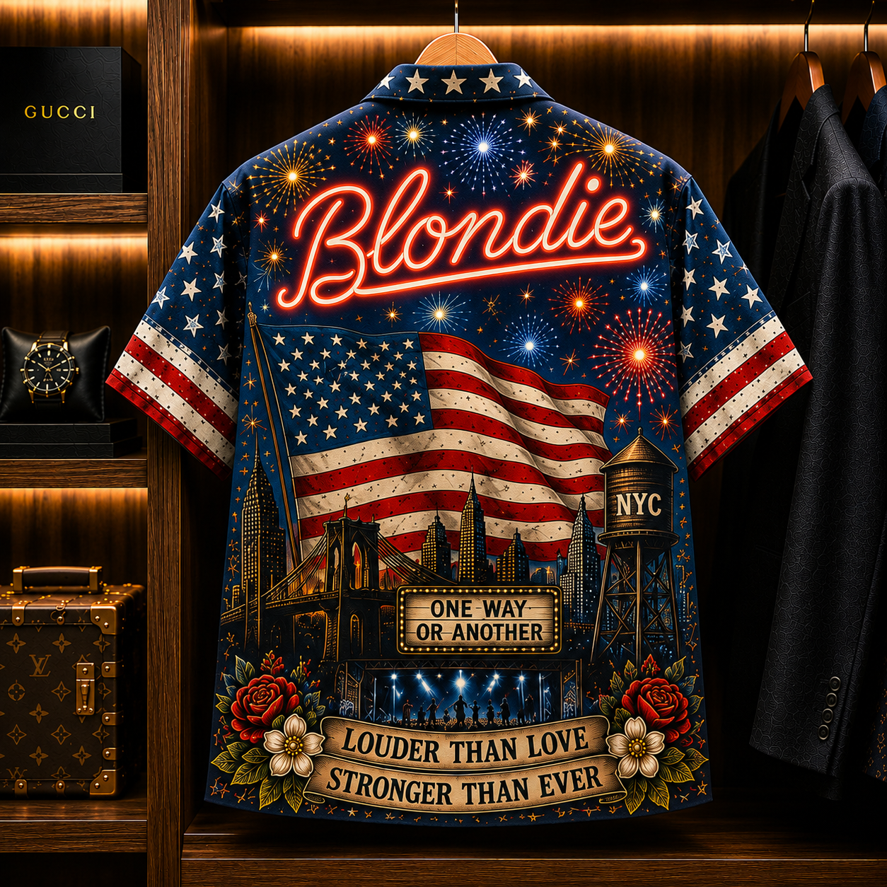 Blondie Hawaiian Shirt - New York City All Over Print Button Up AOP Shirt for Blondie Rock Fans
