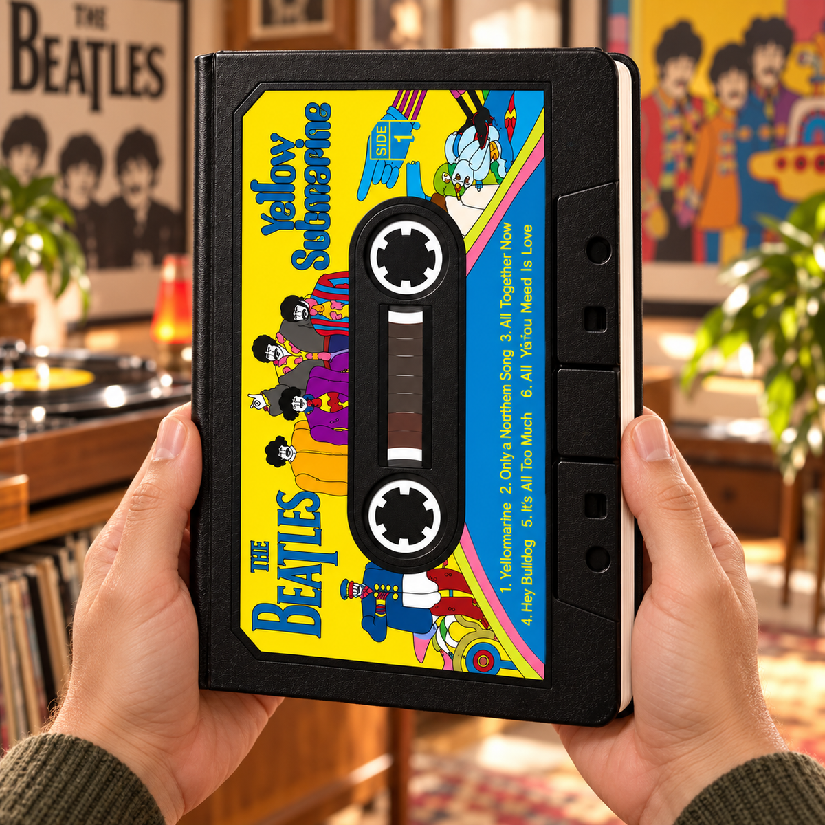 The Beatles Yellow Submarine Cassette Tape Vegan Leather Notebook – Rock Music Journal & Diary