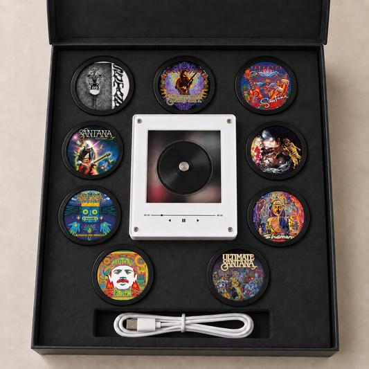 Santana MagTune, Magnetic Music Player Set, Mini Vinyl Album Magnets, Classic Rock Fan Gift, Santana Music Collectible