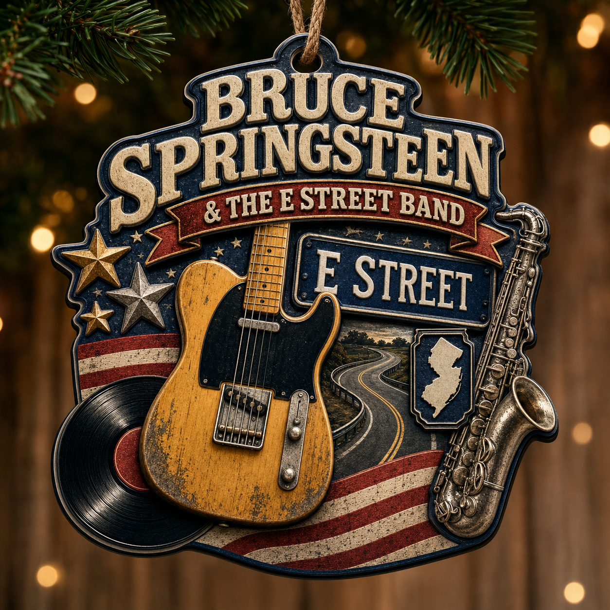 Bruce Springsteen 3D Raised-Effect Acrylic Ornament – E Street Americana Decoration