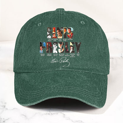 Elvis Presley Denim Dad Cap – Iconic Album Collage Design ( With BOX)