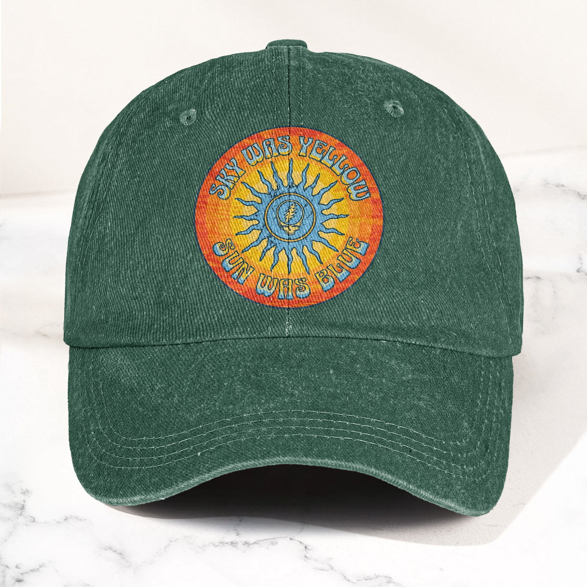 Grateful Dead Sky Was Yellow Sun Was Blue Denim Cap – Retro Vintage Dad Cap Gift For Dad (With Box)