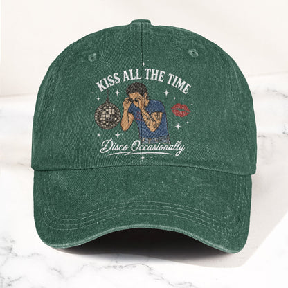 Kiss All The Time Disco Harry Styles Illustration Denim Cap – Retro Vintage Dad Cap Gift For Dad (With Box)