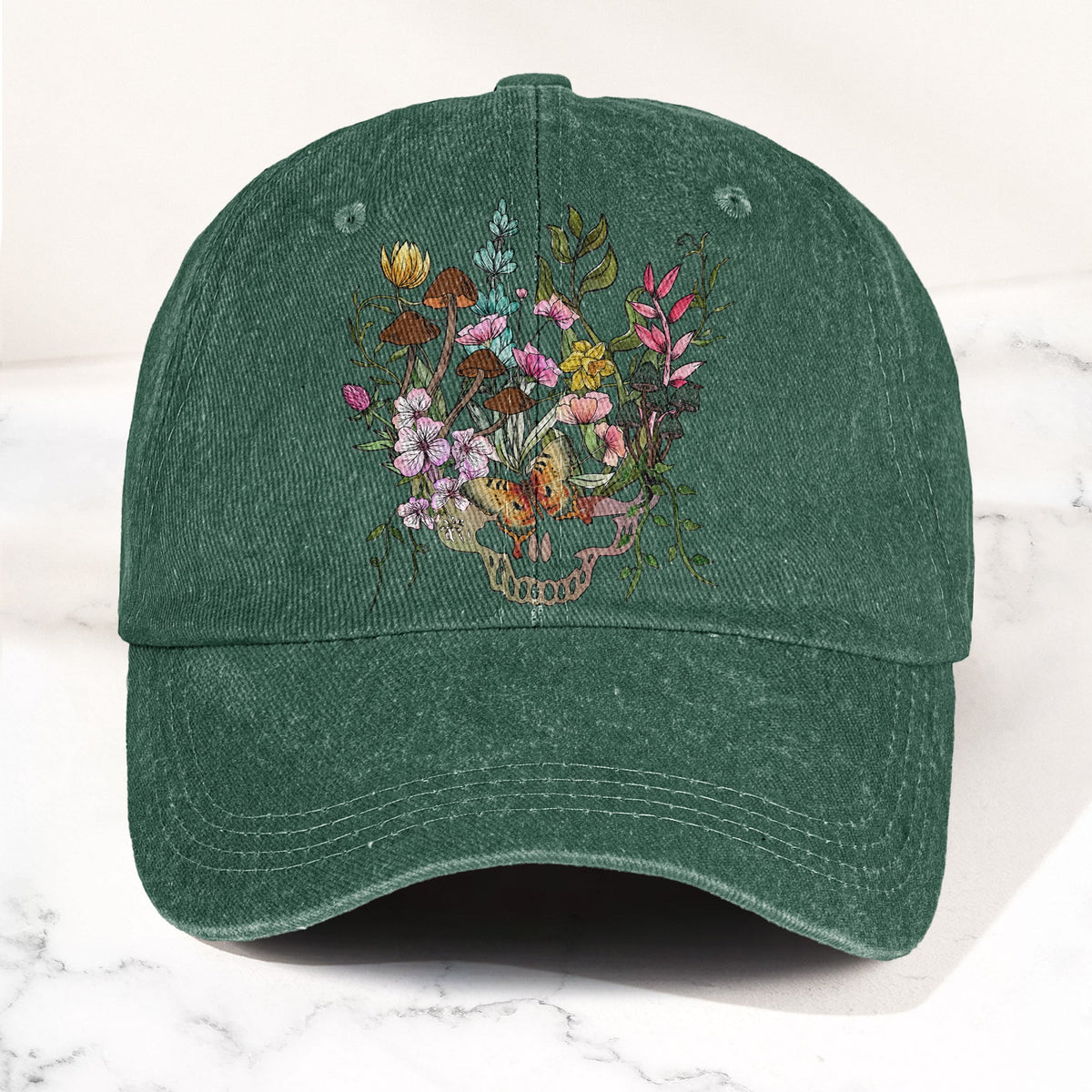 Grateful Dead Botanical Stealie Skull And Flower Denim Cap – Retro Vintage Dad Cap Gift For Dad (With Box)