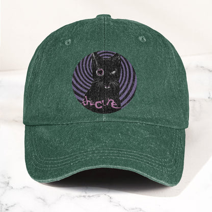 The Cure Black Cat Denim Cap – Retro The Cure Tribute Merch Dad Hat (With Box)