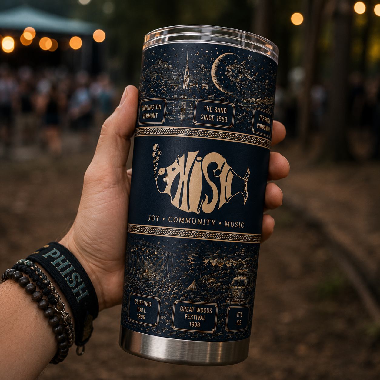 Phish 20oz Stainless Steel Tumbler – Vintage Jam Band Travel Mug for Phans