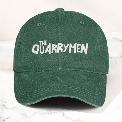 The Quarrymen Text Logo Denim Cap – Retro Rock Music Fan Cap (With Box)