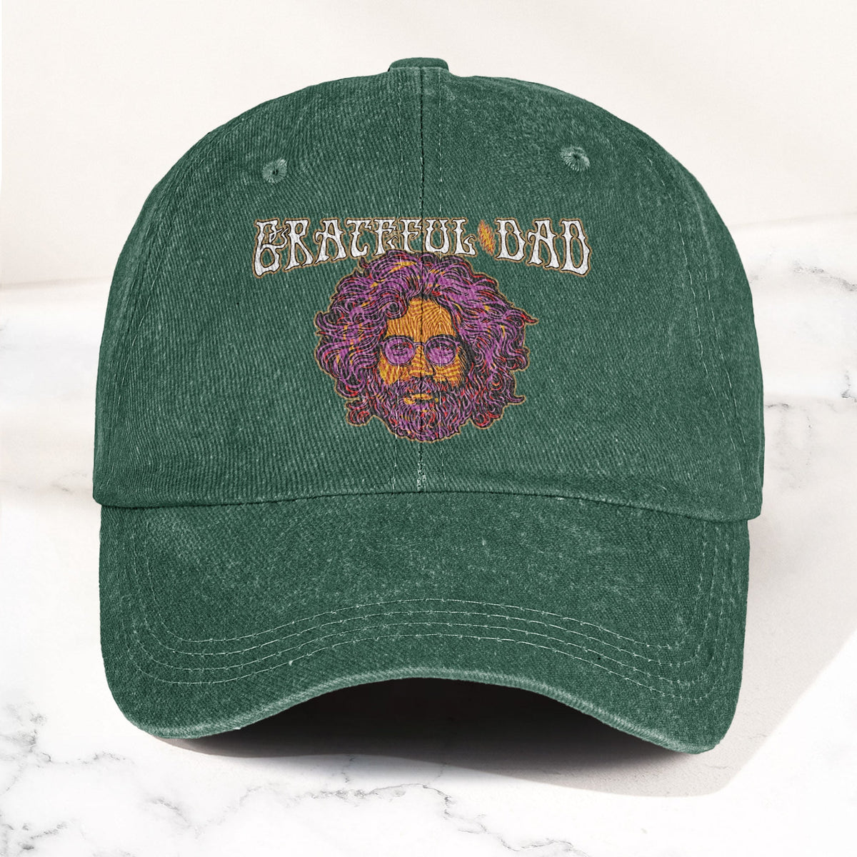 Grateful Dead Jerry Garcia Illustration Denim Cap – Retro Vintage Dad Cap Gift For Dad Father's Day Gift (With Box)
