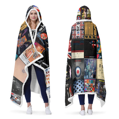 The Who Rock Band Album Covers Wearable Hooded Blanket - Classic British Rock Music Gift for Fans