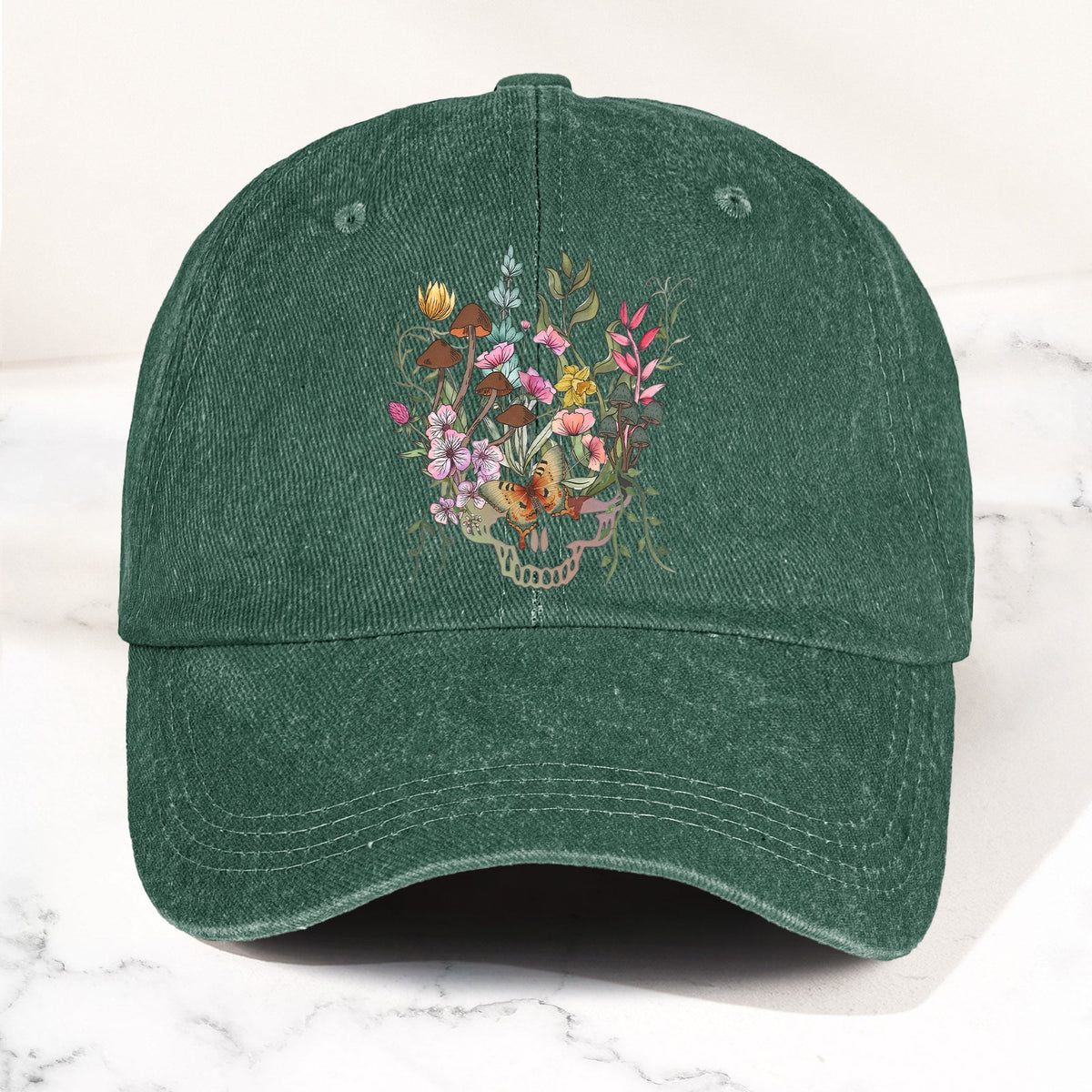 Grateful Dead Denim Dad Cap – Stealie Botanical Butterflies Design ( With BOX)