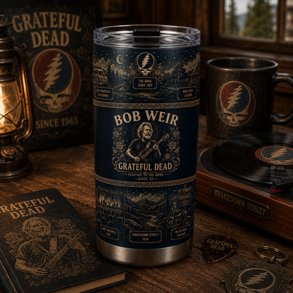 Bob Weir Grateful Dead 20oz Stainless Steel Tumbler – Vintage Camping Travel Mug for Deadheads