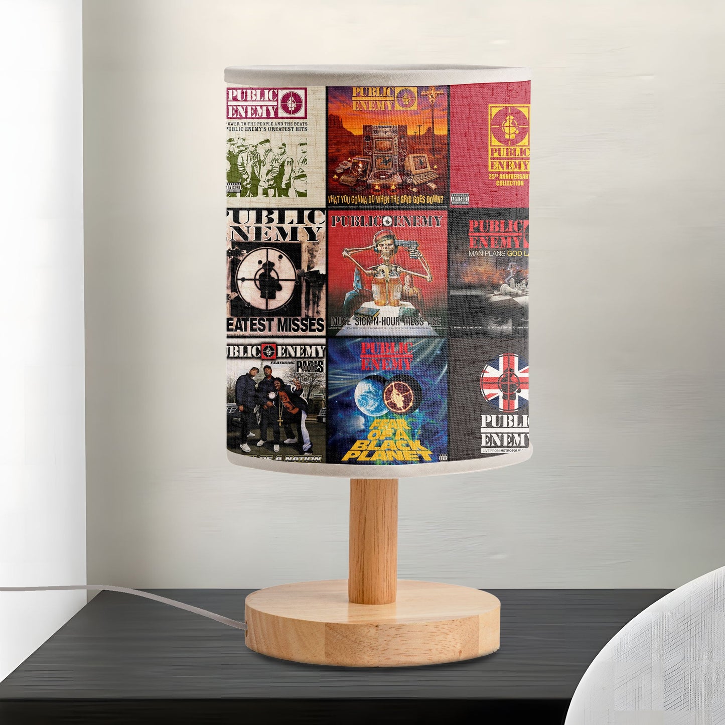 Public Enemy Albums Fabric Lamp – Hip-Hop Revolution Glow