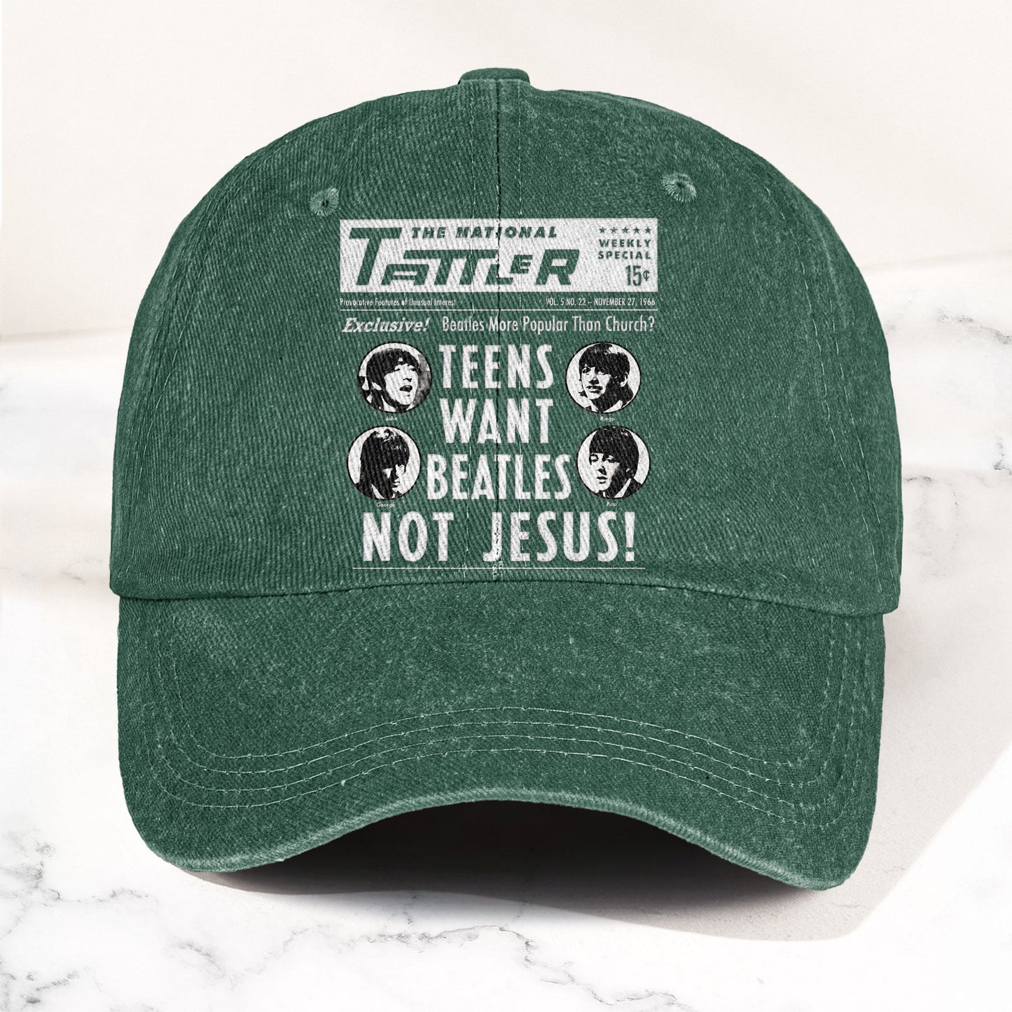Teens Want Beatles Not Jesus Denim Cap – Retro Rock Music Fan Cap (With Box)