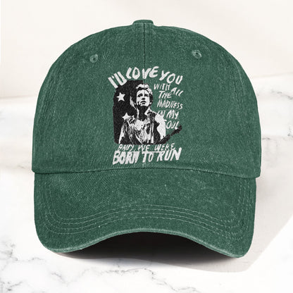 Bruce Springsteen Born to Run Lyrics Denim Cap – Retro Rock Music Fan Cap (With Box)