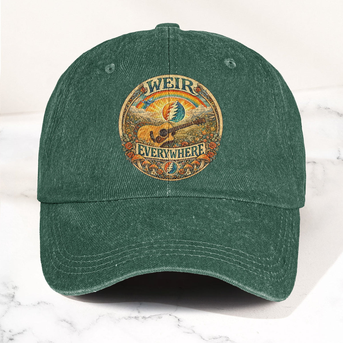 Grateful Dead Bob Weir Everywhere Acoustic Guitar Denim Cap – Retro Vintage Dad Cap Gift For Dad (With Box)