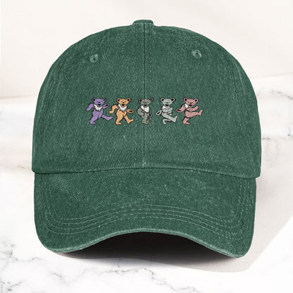 Grateful Dead Pastel Dancing Bears Denim Cap – Vintage Music Grateful Dead Merch Gift for Dad (With Box)