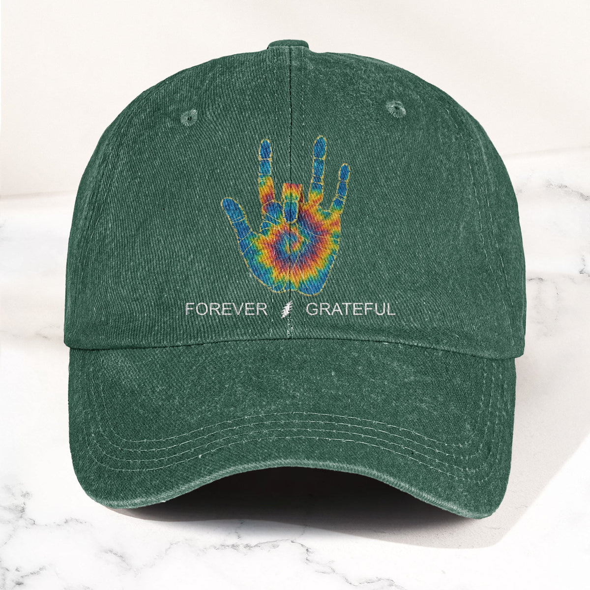 Jerry Garcia Handprint Tie Dye Denim Cap – Retro Music Grateful Dead Cap Gift For Dad (With Box)