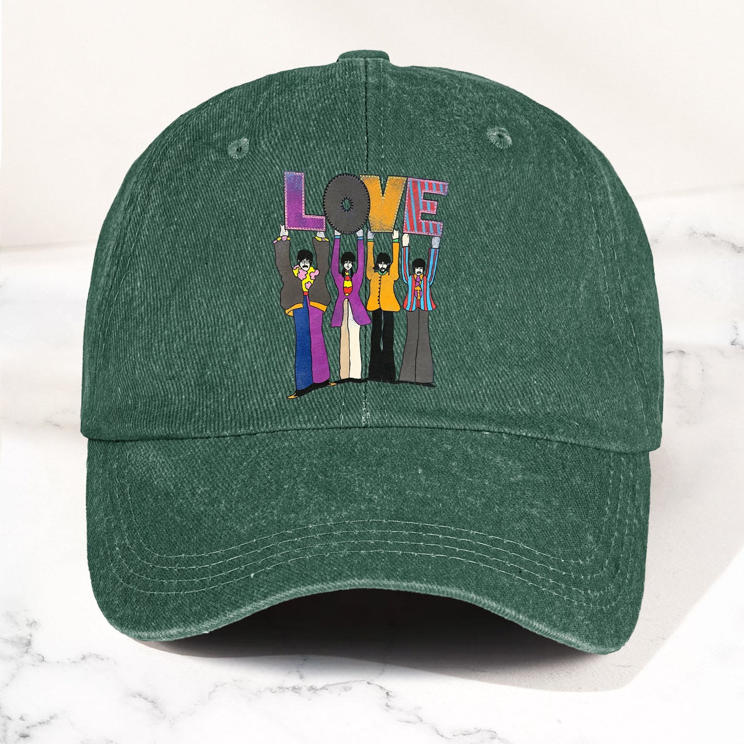 The Beatles Denim Dad Cap – LOVE Album Inspired Design (With BOX)