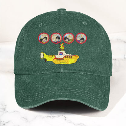 Yellow Submarine from The Beatles 1968 Cartoon Film Denim Cap – Retro Music Fan Concert Cap Gift For Dad (With Box)