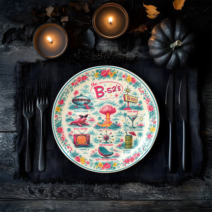 The B-52's Decorative Ceramic Plate with Stand – Retro New Wave Rock Art Gift