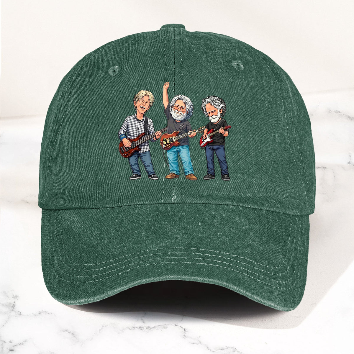 Grateful Dead Denim Dad Cap – Jerry Garcia Band Members Tribute Jam Band Hat (With BOX)