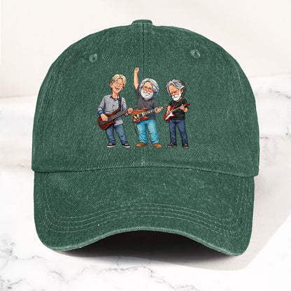 Grateful Dead Denim Dad Cap – Jerry Garcia Band Members Tribute Jam Band Hat (With BOX)