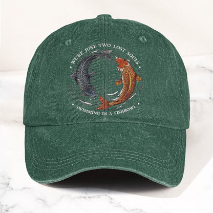 Pink Floyd We're Just Two Lost Souls Swimming In A Fish Bowl Vintage Denim Cap – Retro Dad Cap (With Box)