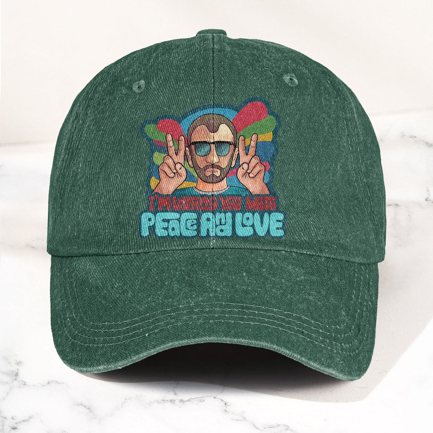 Beatles Ringo Starr Warning You With Peace and Love Denim Cap – Retro Rock Music Fan Cap (With Box)